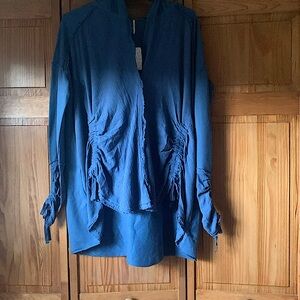 Free People 100% cotton hooded cardigan. High low style.